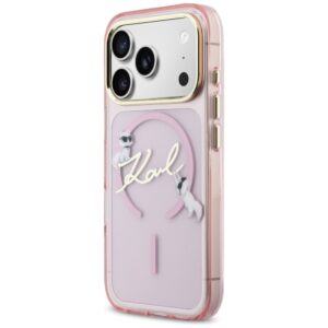 Dėklas Karl Lagerfeld IML Choupettes Karl Script Logo MagSafe Apple iPhone 17 Pro Max rožinės spalvos - Image 2