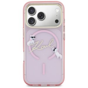 Dėklas Karl Lagerfeld IML Choupettes Karl Script Logo MagSafe Apple iPhone 17 Pro Max rožinės spalvos - Image 3