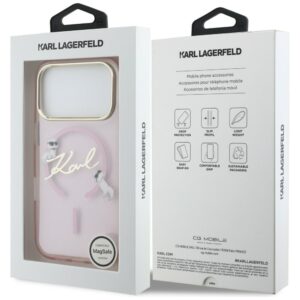 Dėklas Karl Lagerfeld IML Choupettes Karl Script Logo MagSafe Apple iPhone 17 Pro Max rožinės spalvos - Image 8