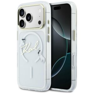 Dėklas Karl Lagerfeld IML Choupettes Karl Script Logo MagSafe Apple iPhone 17 Pro Max skaidrus