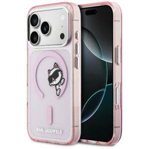 Dėklas Karl Lagerfeld IML Peekaboo MagSafe Apple iPhone 17 Pro rožinės spalvos