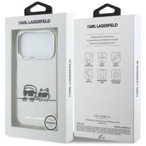 Dėklas Karl Lagerfeld IML Karl & Choupette Peekaboo Logo MagSafe Apple iPhone 17 Pro Max baltos spalvos - Image 8