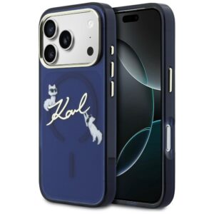 Dėklas Karl Lagerfeld IML Choupettes Karl Script Logo MagSafe Apple iPhone 17 Pro blue