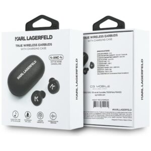 Ausinės TWS Karl Lagerfeld Saffiano Logo ENC juodos spalvos - Image 5