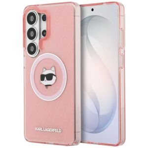 Dėklas Karl Lagerfeld IML Repeated Choupette MagSafe Samsung Galaxy S26 Ultra rožinės spalvos