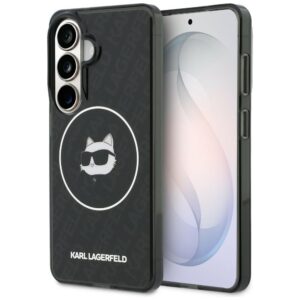 Dėklas Karl Lagerfeld IML Repeated Choupette MagSafe Samsung Galaxy S26 juodos spalvos