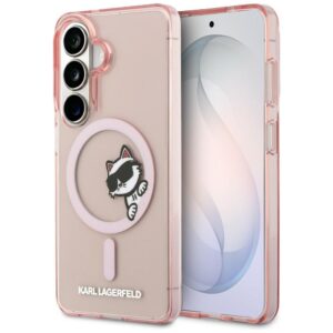 Dėklas Karl Lagerfeld IML Peekaboo Choupette MagSafe Samsung Galaxy S26 rožinės spalvos
