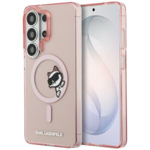 Dėklas Karl Lagerfeld IML Peekaboo Choupette MagSafe Samsung Galaxy S26 Ultra rožinės spalvos