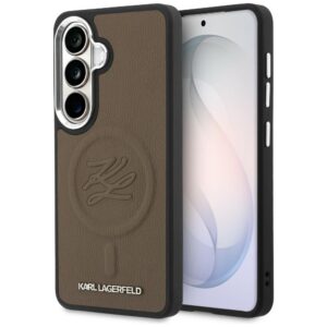 Dėklas Karl Lagerfeld Embossed Ring Initials MagSafe Samsung Galaxy S26 Plus rudos spalvos