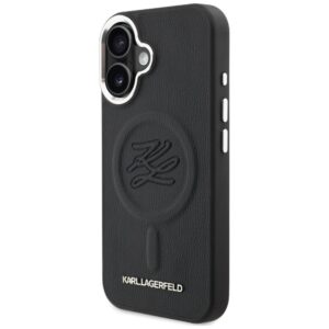 Karl Lagerfeld Initial & Metal Logo MagSafe dėklas Apple iPhone 16 juodos spalvos - Image 2