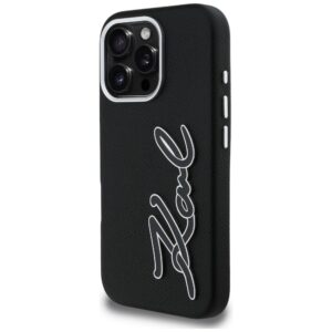Dėklas Karl Lagerfeld FW Grained Signature Logo Apple iPhone 16 Pro juodos spalvos - Image 2