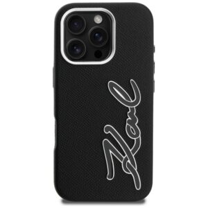 Dėklas Karl Lagerfeld FW Grained Signature Logo Apple iPhone 16 Pro juodos spalvos - Image 3