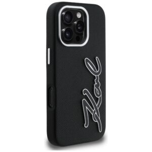Dėklas Karl Lagerfeld FW Grained Signature Logo Apple iPhone 16 Pro juodos spalvos - Image 4
