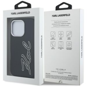 Dėklas Karl Lagerfeld FW Grained Signature Logo Apple iPhone 16 Pro juodos spalvos - Image 8