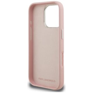 Dėklas Karl Lagerfeld FW Grained Signature Logo Apple iPhone 16 Pro Max rožinės spalvos - Image 7