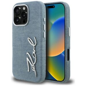 Dėklas Karl Lagerfeld FW Jeans Signature Logo Apple iPhone 16 Pro Max blue