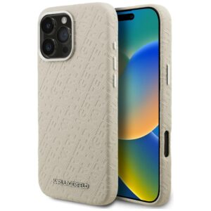 Karl Lagerfeld FW Stamped Karl MagSafe dėklas Apple iPhone 16 Pro Max Beige - Image 1