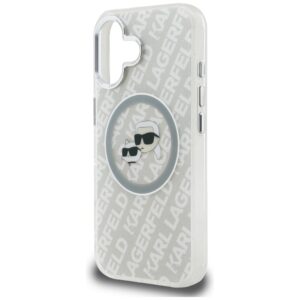 Dėklas Karl Lagerfeld IML Glitter Karl & Choupette Heads Logo MagSafe Apple iPhone 16 pilkos spalvos - Image 6