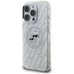 Dėklas Karl Lagerfeld IML Glitter Karl & Choupette Heads Logo MagSafe Apple iPhone 16 Pro pilkos spalvos - Image 2
