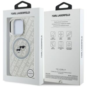 Dėklas Karl Lagerfeld IML Glitter Karl & Choupette Heads Logo MagSafe Apple iPhone 16 Pro pilkos spalvos - Image 8