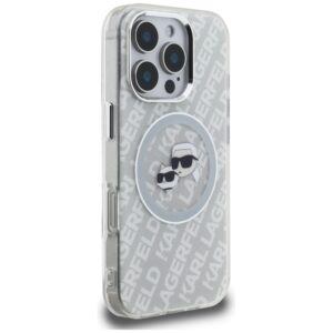 Dėklas Karl Lagerfeld IML Glitter Karl & Choupette Heads Logo MagSafe Apple iPhone 16 Pro Max pilkos spalvos - Image 4