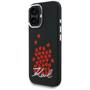 Karl Lagerfeld Silicone Heart Sign Logo MagSafe dėklas Apple iPhone 16 juodos spalvos - Image 2