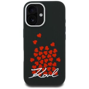 Karl Lagerfeld Silicone Heart Sign Logo MagSafe dėklas Apple iPhone 16 juodos spalvos - Image 3