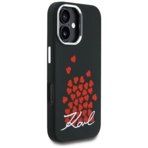 Karl Lagerfeld Silicone Heart Sign Logo MagSafe dėklas Apple iPhone 16 juodos spalvos - Image 4