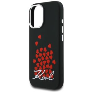 Karl Lagerfeld Silicone Heart Sign Logo MagSafe dėklas Apple iPhone 16 juodos spalvos - Image 6