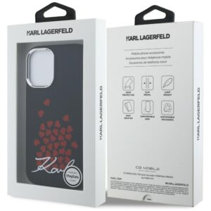 Karl Lagerfeld Silicone Heart Sign Logo MagSafe dėklas Apple iPhone 16 juodos spalvos - Image 8