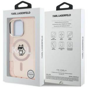 Dėklas Karl Lagerfeld IML Choupette Sketch Logo MagSafe Apple iPhone 16 Pro rožinės spalvos - Image 8