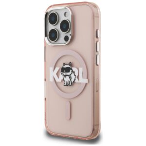 Dėklas Karl Lagerfeld IML Choupette Sketch Logo MagSafe Apple iPhone 16 Pro Max rožinės spalvos - Image 2