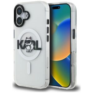 Dėklas Karl Lagerfeld IML Choupette Sketch Logo MagSafe Apple iPhone 16 skaidrus