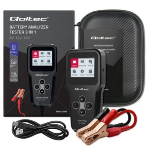 Qoltec 52489 Skaitmeninis akumuliatoriaus analizatoriaus testeris 3 viename su LCD ir daugiakalbiu 6 V | 12V | 24V | 30Ah-200Ah