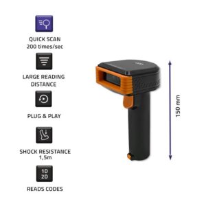 Qoltec 50878 Belaidis brūkšninių kodų ir QR kodų skaitytuvas | 1D 2D | 2.4G | + įkrovimo stotelė - Image 3