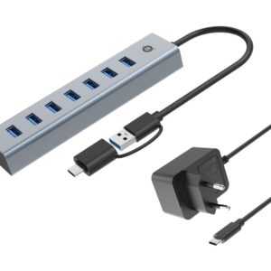 Conceptronic HUBBIES21GP sąsajos šakotuvas USB 3.2 Gen 1 (3.1 Gen 1) Type-A 5000 Mbit/ai Pilka - Image 1