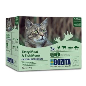 BOZITA Tasty meat & fish menu in jelly - šlapias kačių maistas - 12 x 85g