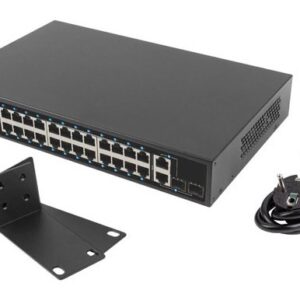 Lanberg RSFE-24P-2C-250 tinklo komutatorius Ne-valdomas Gigabit Ethernet (10/100/1000) Maitinimas per Eternetą (PoE) 1U Juoda - Image 3