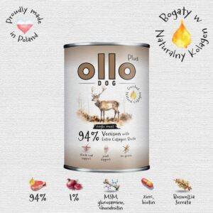 OLLO Plus Collagen Mono Deer - drėgnas ėdalas šunims - 800g - Image 2