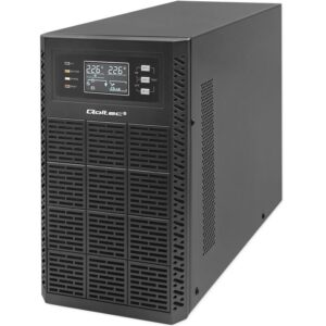 Qoltec 52282 Nepertraukiamo maitinimo šaltinis (UPS) | 3 kVA | 3000 W | Galios koeficientas 1.0 | LCD | EPO | USB | Prisijungęs