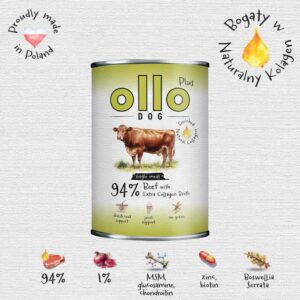 OLLO Plus Collagen Mono Beef - drėgnas ėdalas šunims - 800g - Image 2