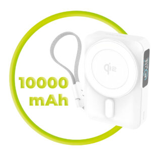 Mobile Origin 10000 mAh Qi2 TFT Display Semi-solid PowerBank PB19 - USB-C Cable White - Image 11