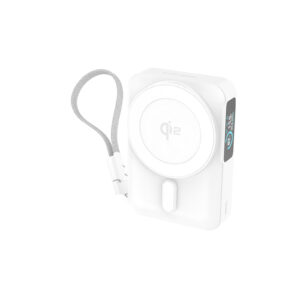 Mobile Origin 10000 mAh Qi2 TFT Display Semi-solid PowerBank PB19 - USB-C Cable White - Image 4