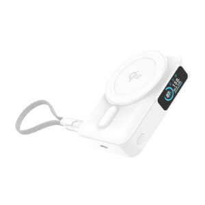 Mobile Origin 10000 mAh Qi2 TFT Display Semi-solid PowerBank PB19 - USB-C Cable White - Image 8
