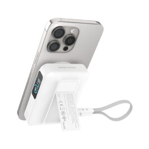 Mobile Origin 10000 mAh Qi2 TFT Display Semi-solid PowerBank PB19 - USB-C Cable White - Image 10