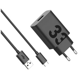 Charger wall Motorola TurboPower 33W USB-A with cable USB-A to USB-C 1m juodos spalvos - Image 1