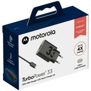 Charger wall Motorola TurboPower 33W USB-A with cable USB-A to USB-C 1m juodos spalvos - Image 8