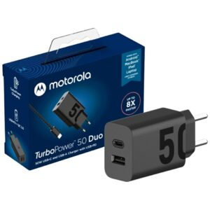 Charger wall Motorola TurboPower 50W Dual USB-C/USB-A with cable USB-C 1m juodos spalvos - Image 8