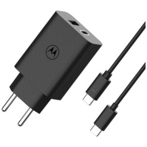 Charger wall Motorola TurboPower 50W Dual USB-C/USB-A with cable USB-C 1m juodos spalvos - Image 2