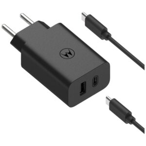 Charger wall Motorola TurboPower 50W Dual USB-C/USB-A with cable USB-C 1m juodos spalvos - Image 4